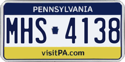 PA license plate MHS4138
