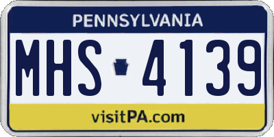 PA license plate MHS4139