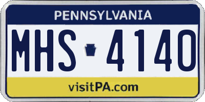 PA license plate MHS4140