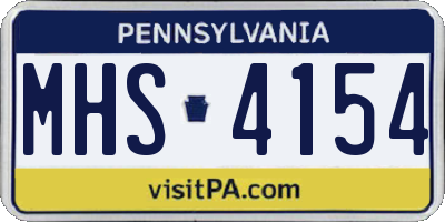 PA license plate MHS4154