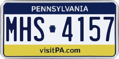 PA license plate MHS4157