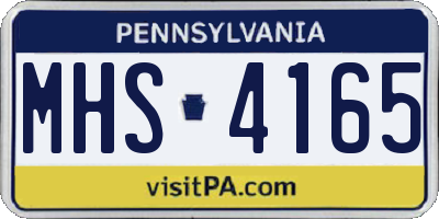 PA license plate MHS4165