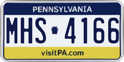 PA license plate MHS4166