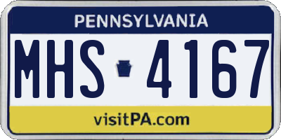 PA license plate MHS4167