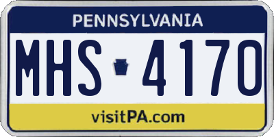 PA license plate MHS4170