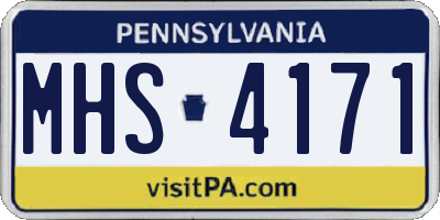 PA license plate MHS4171