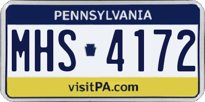 PA license plate MHS4172