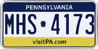 PA license plate MHS4173