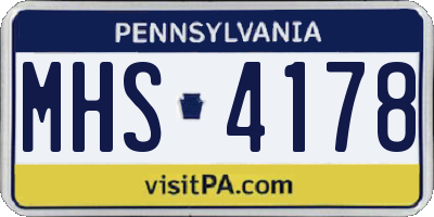 PA license plate MHS4178