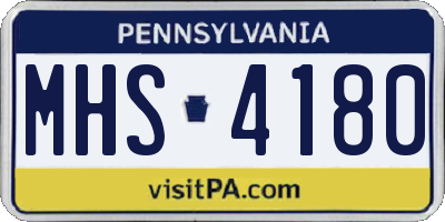 PA license plate MHS4180