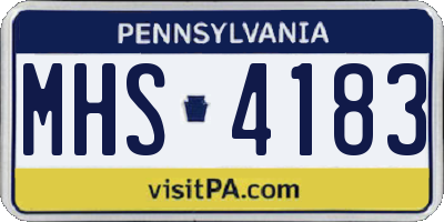 PA license plate MHS4183