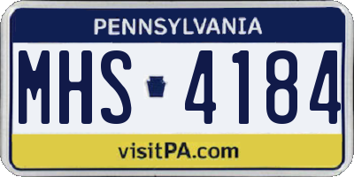 PA license plate MHS4184