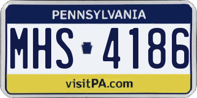 PA license plate MHS4186