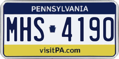 PA license plate MHS4190