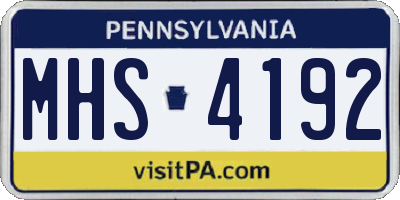 PA license plate MHS4192