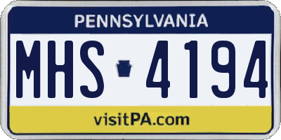 PA license plate MHS4194