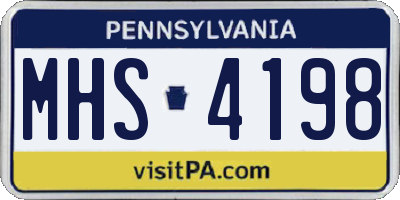 PA license plate MHS4198