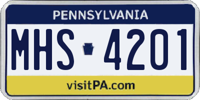 PA license plate MHS4201