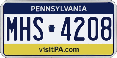 PA license plate MHS4208