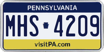 PA license plate MHS4209