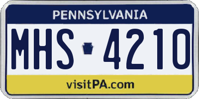 PA license plate MHS4210
