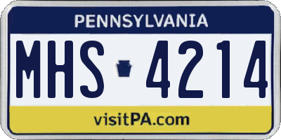 PA license plate MHS4214