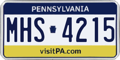 PA license plate MHS4215