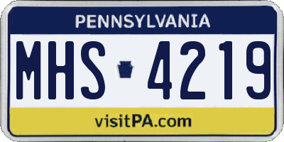 PA license plate MHS4219