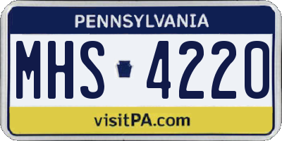 PA license plate MHS4220
