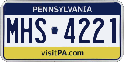 PA license plate MHS4221