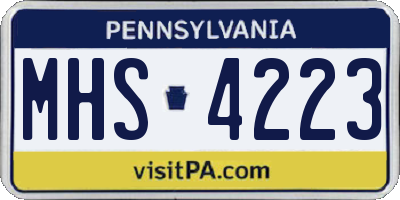 PA license plate MHS4223