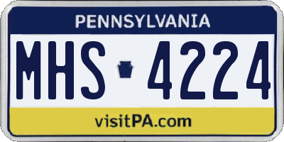 PA license plate MHS4224