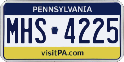 PA license plate MHS4225