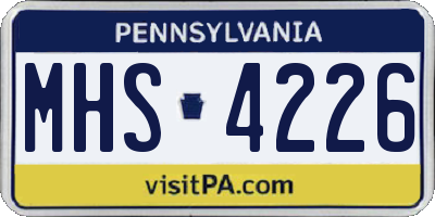 PA license plate MHS4226