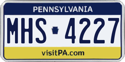 PA license plate MHS4227