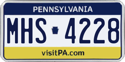 PA license plate MHS4228