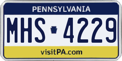 PA license plate MHS4229