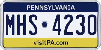 PA license plate MHS4230