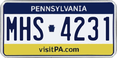 PA license plate MHS4231