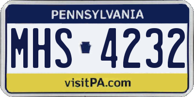 PA license plate MHS4232