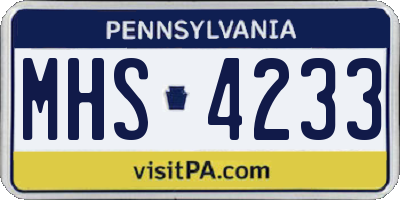 PA license plate MHS4233