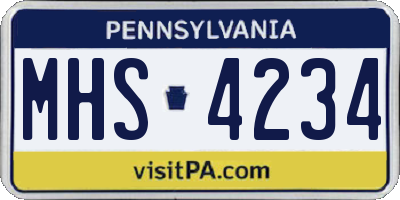 PA license plate MHS4234