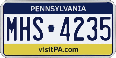 PA license plate MHS4235