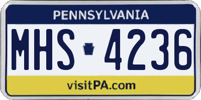 PA license plate MHS4236