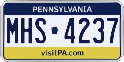 PA license plate MHS4237