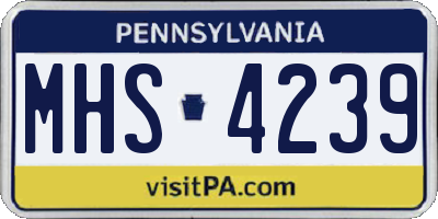 PA license plate MHS4239