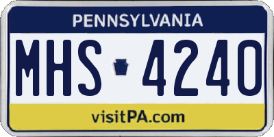 PA license plate MHS4240