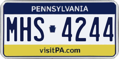 PA license plate MHS4244