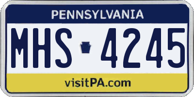 PA license plate MHS4245