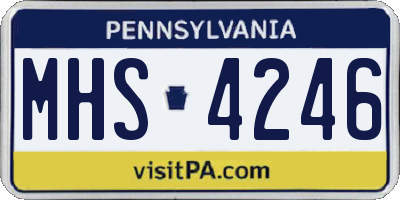 PA license plate MHS4246